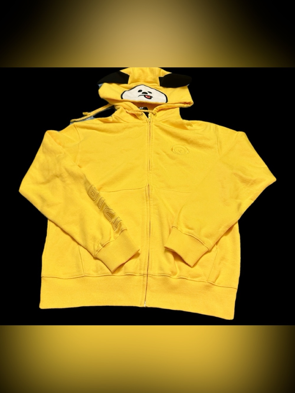 BTS-BT21  Chimmy Men's Yellow Zip-Up Hoodie with Character Hood M